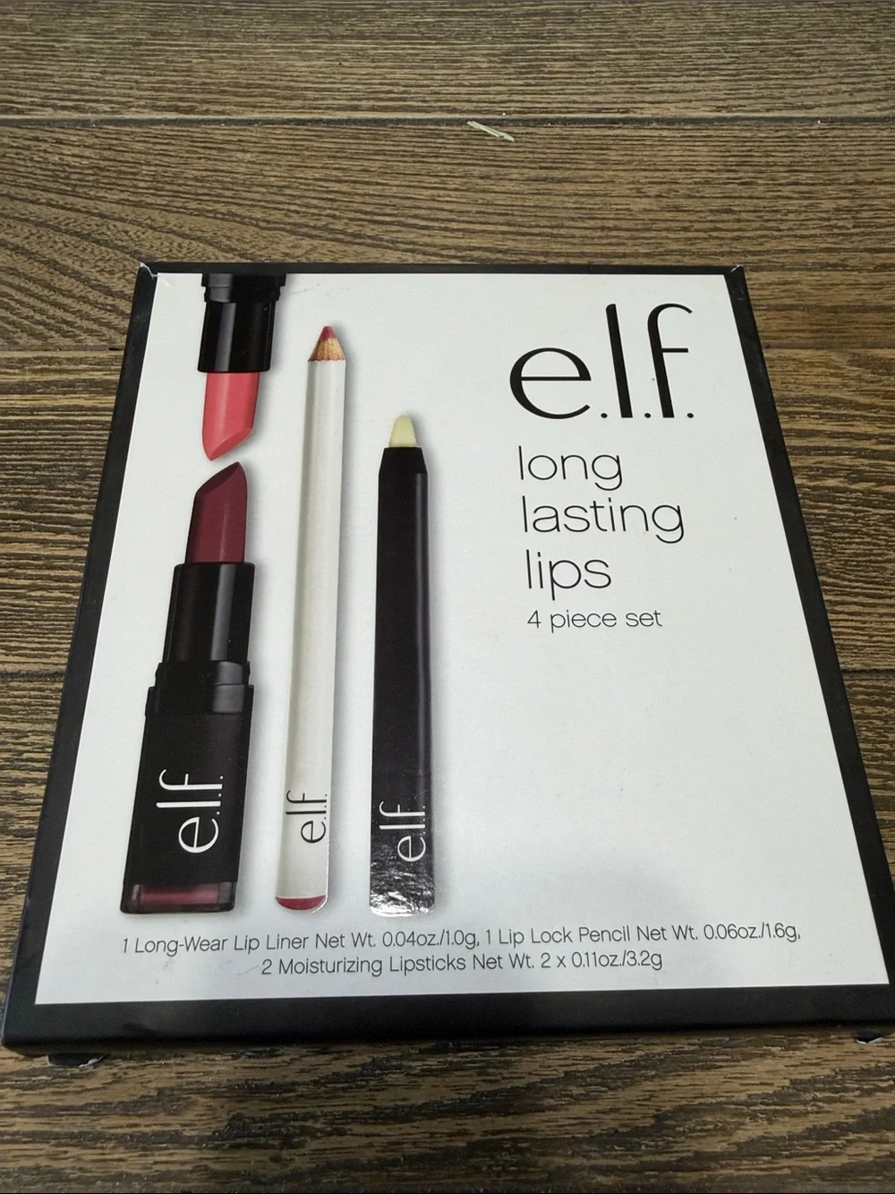e.l.f Long Lasting Lips 4-Piece Lip Set — Pink & Plum moisturizing lipstick